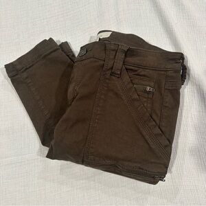 Joie Park Dark Green Moto Cargo Skinny Jeans • Zipper Pockets, Details • Size 29